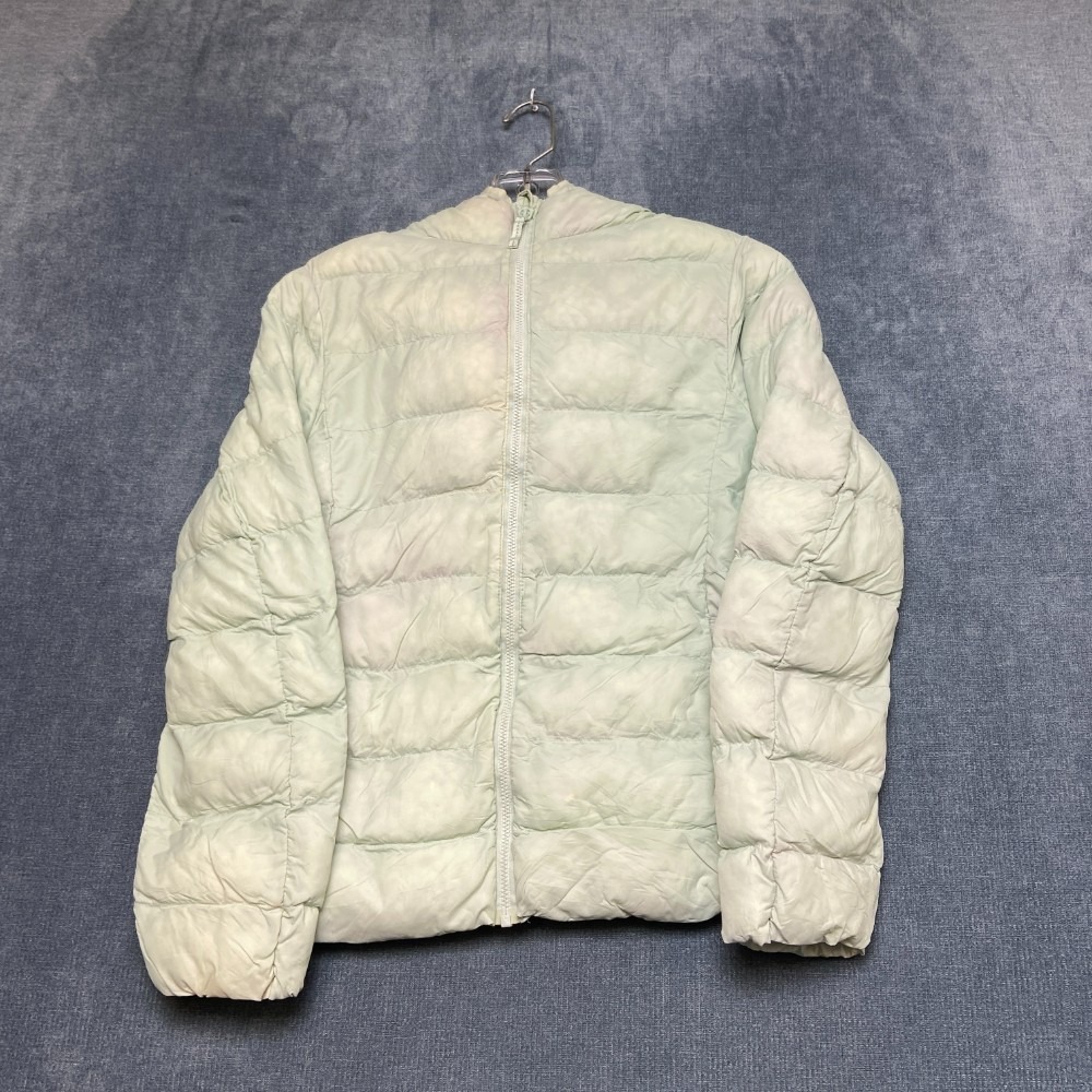 Uniqlo Puffer Jacket Kids 11-12 Mint Green Quilted Hooded Winter Wear Full Zip